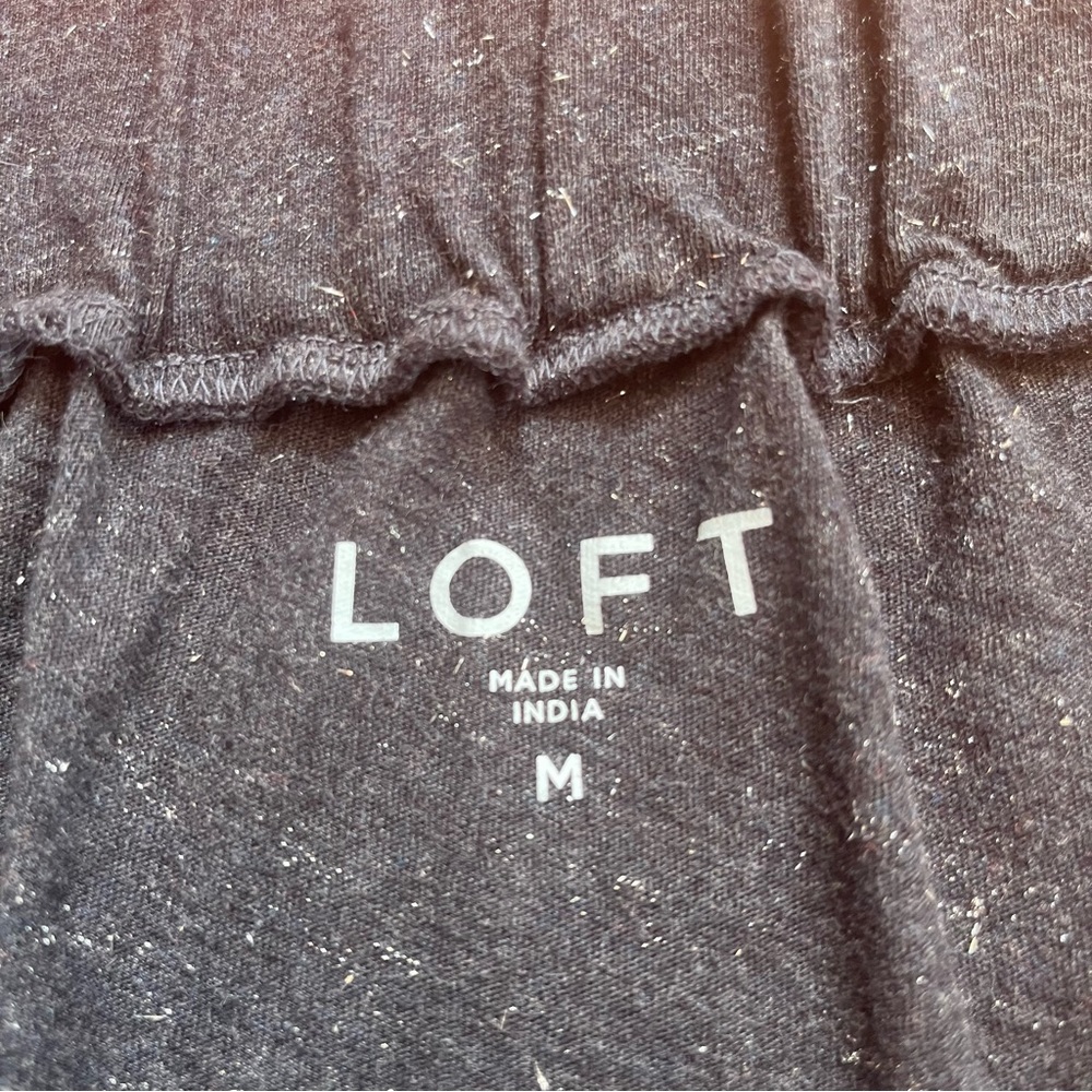 EUC Loft shimmer metallic charcoal off shoulder long blouson sleeve blouse top - Picture 6 of 7